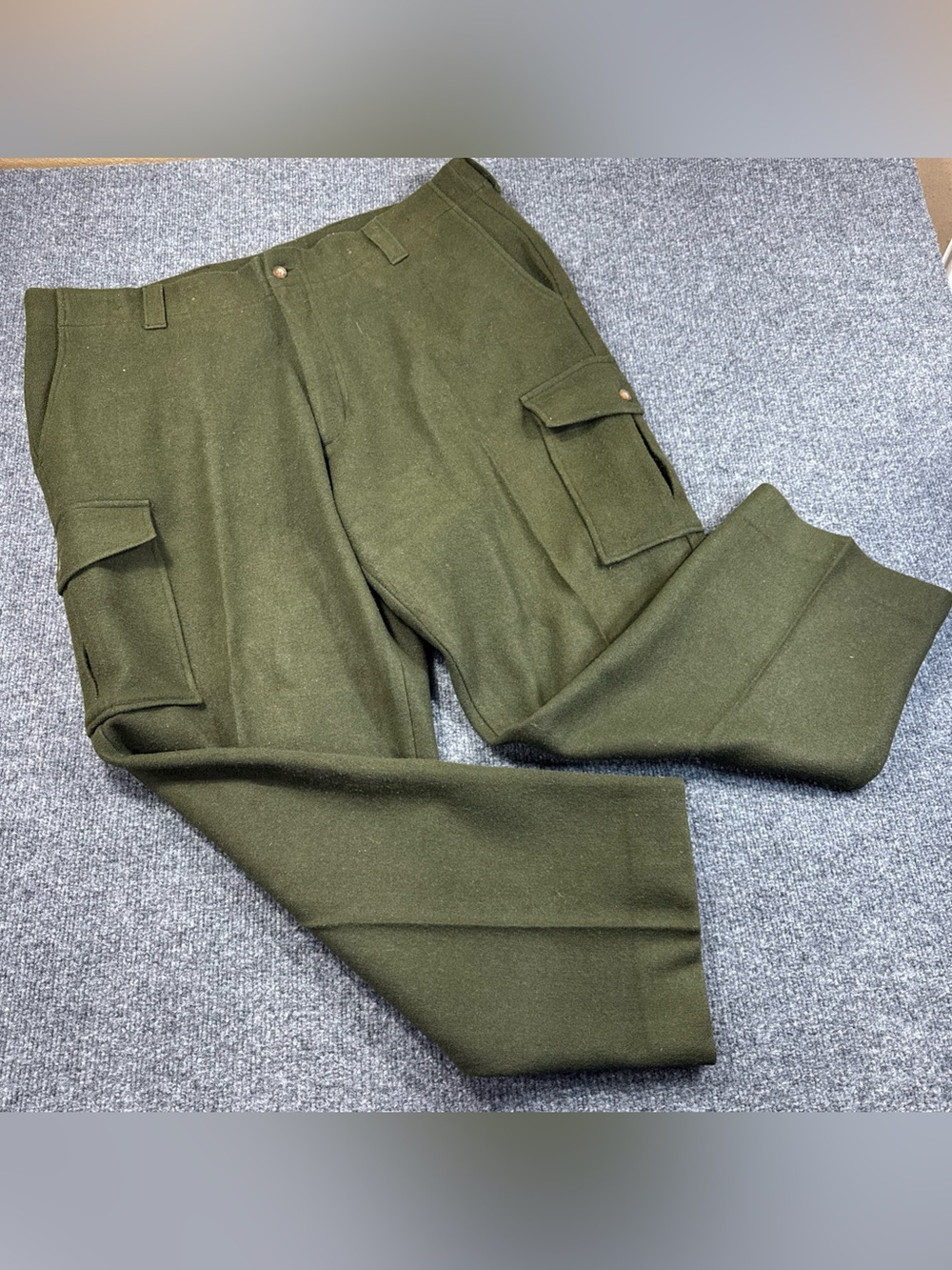 Vintage 90s Woolrich Wool Green Cargo Pants Size 40 Pockets Hunting - Picture 3 of 11